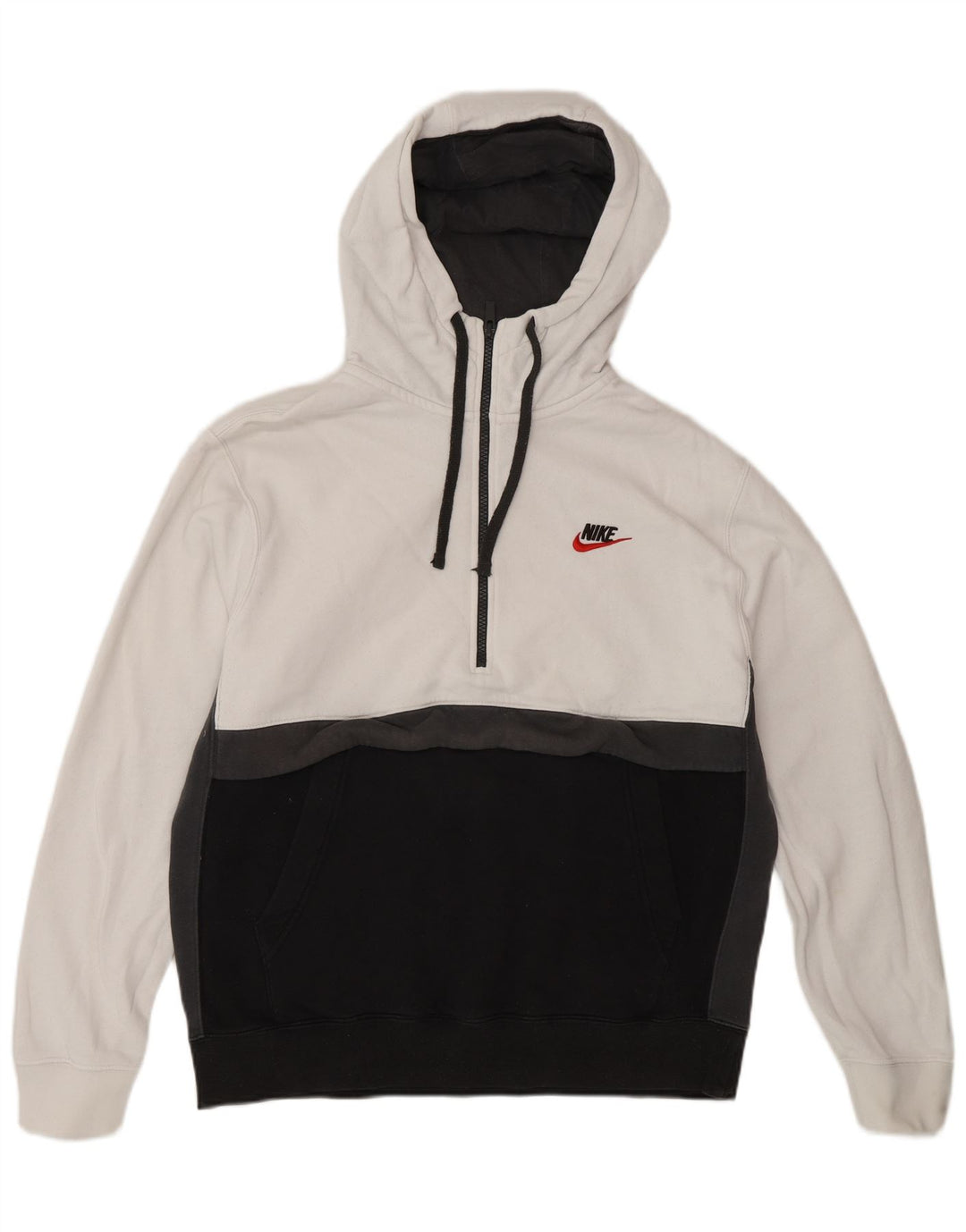 Pulover Nike pentru bărbați, cu glugă, cu fermoar și gât, din bumbac color alb mediu