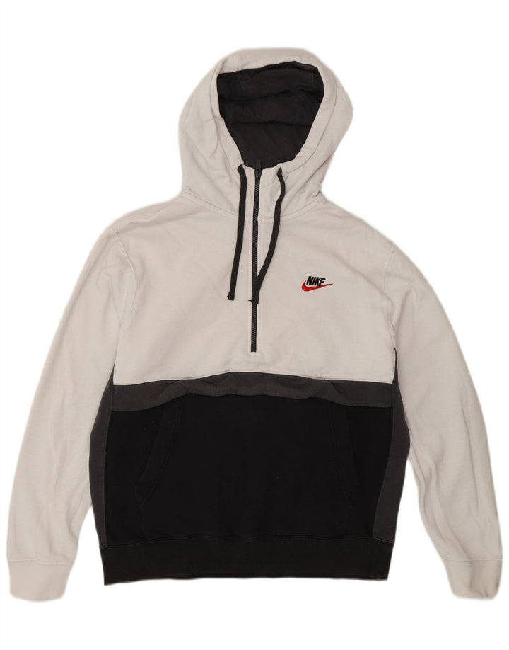 Pulover Nike pentru bărbați, cu glugă, cu fermoar și gât, din bumbac color alb mediu