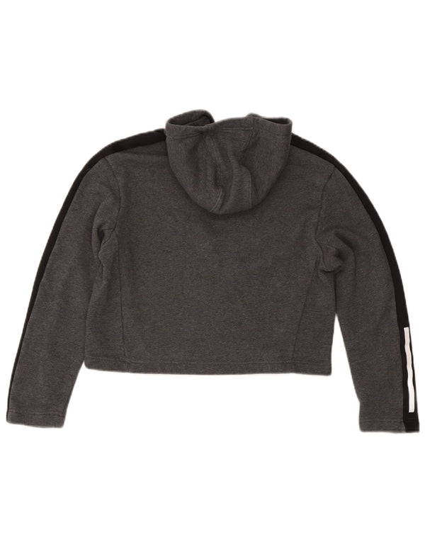 Pulover pentru fete Adidas Crop Hoodie 11-12 ani, gri, bumbac color bloc
