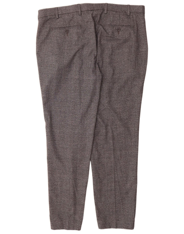 Marks & Spencer Pantaloni de costum drepți croiți pentru bărbați L40 L31 gri check
