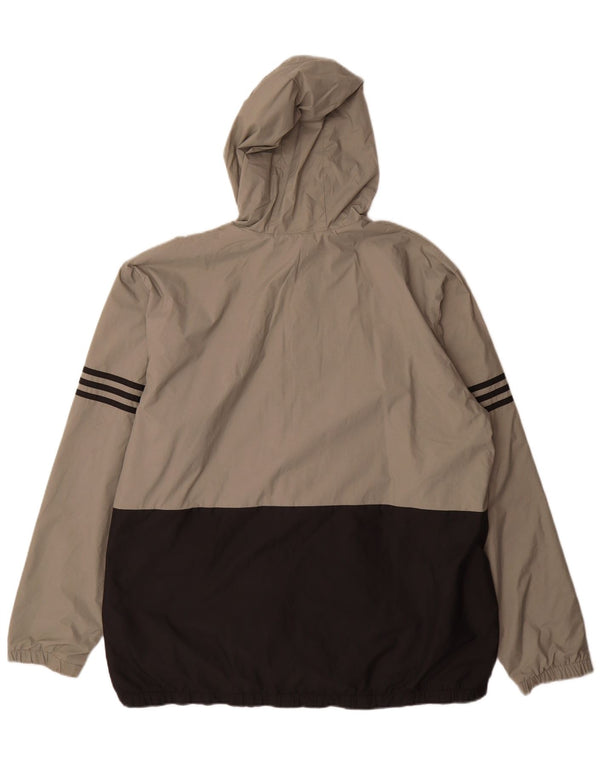 Jachetă de ploaie cu glugă Adidas pentru bărbați UK 42 XL Gri Poliamidă color bloc