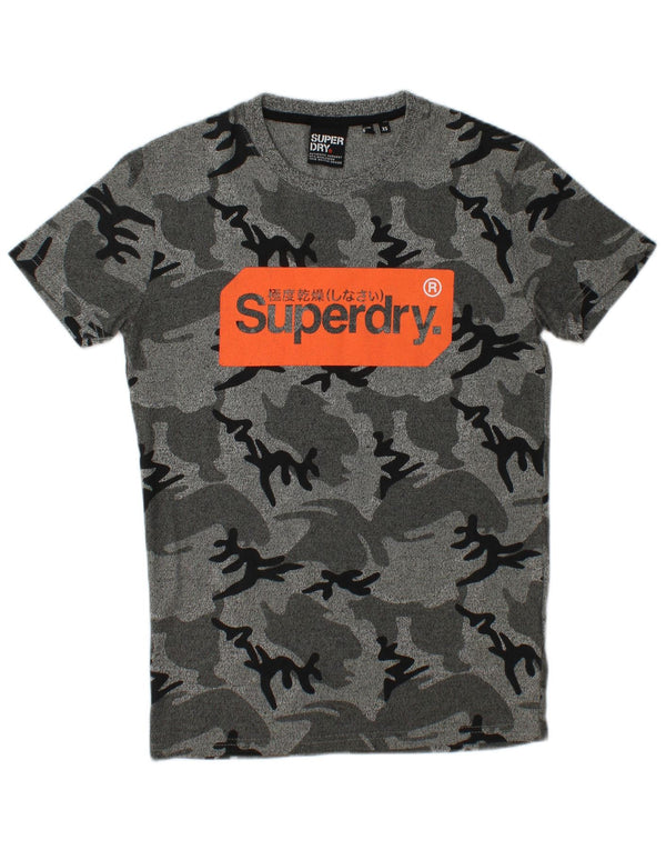 SUPERDRY tricou grafic pentru bărbați Top XS bumbac camuflaj gri