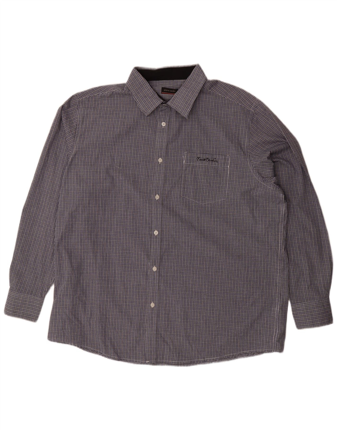 Cămașă pentru bărbați PIERRE CARDIN 4XL poliester vichy albastru bleumarin