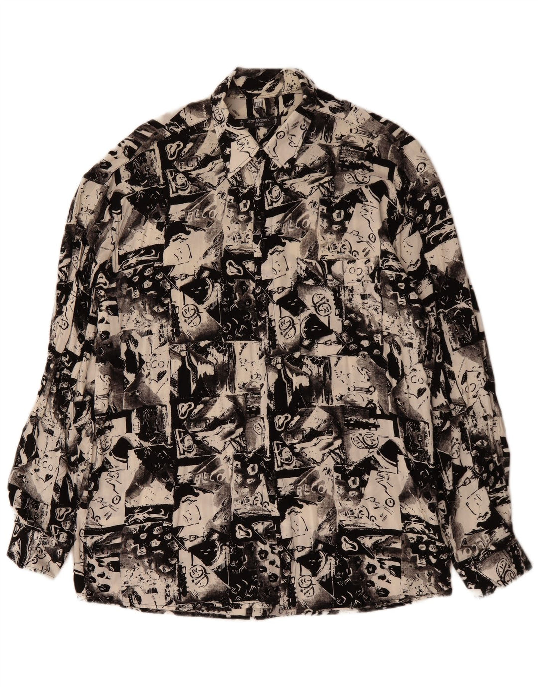 Cămașă pentru bărbați VINTAGE cu model abstract Mărimea 41 mare neagră