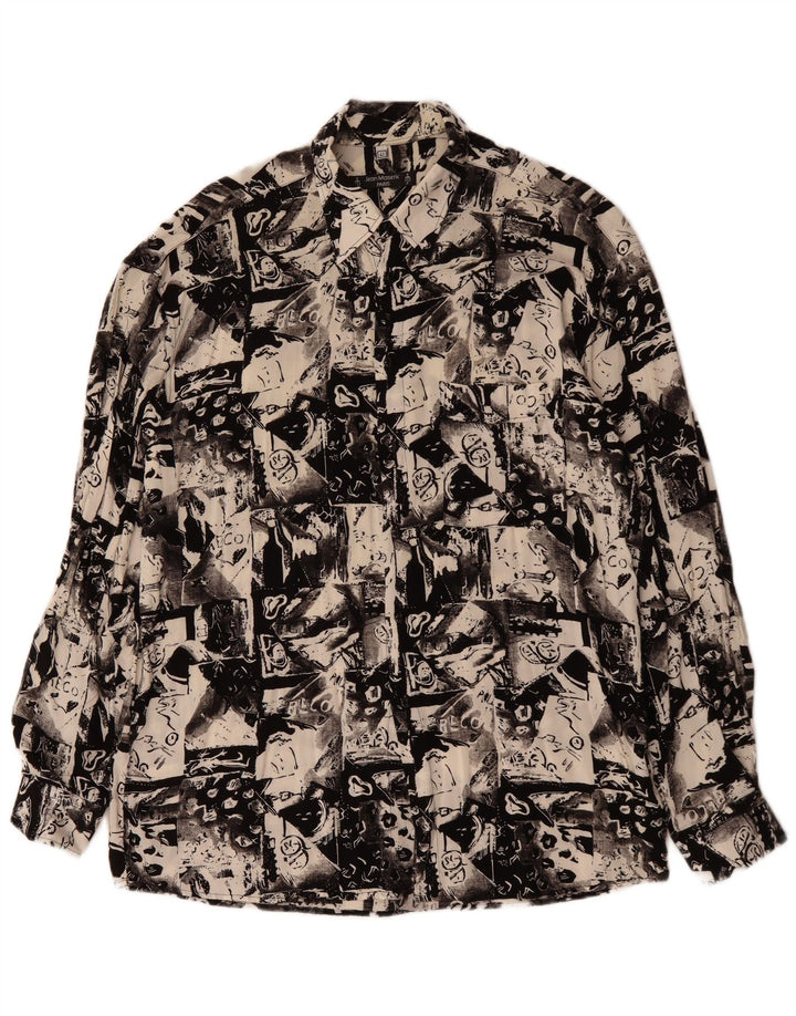 Cămașă pentru bărbați VINTAGE cu model abstract Mărimea 41 mare neagră