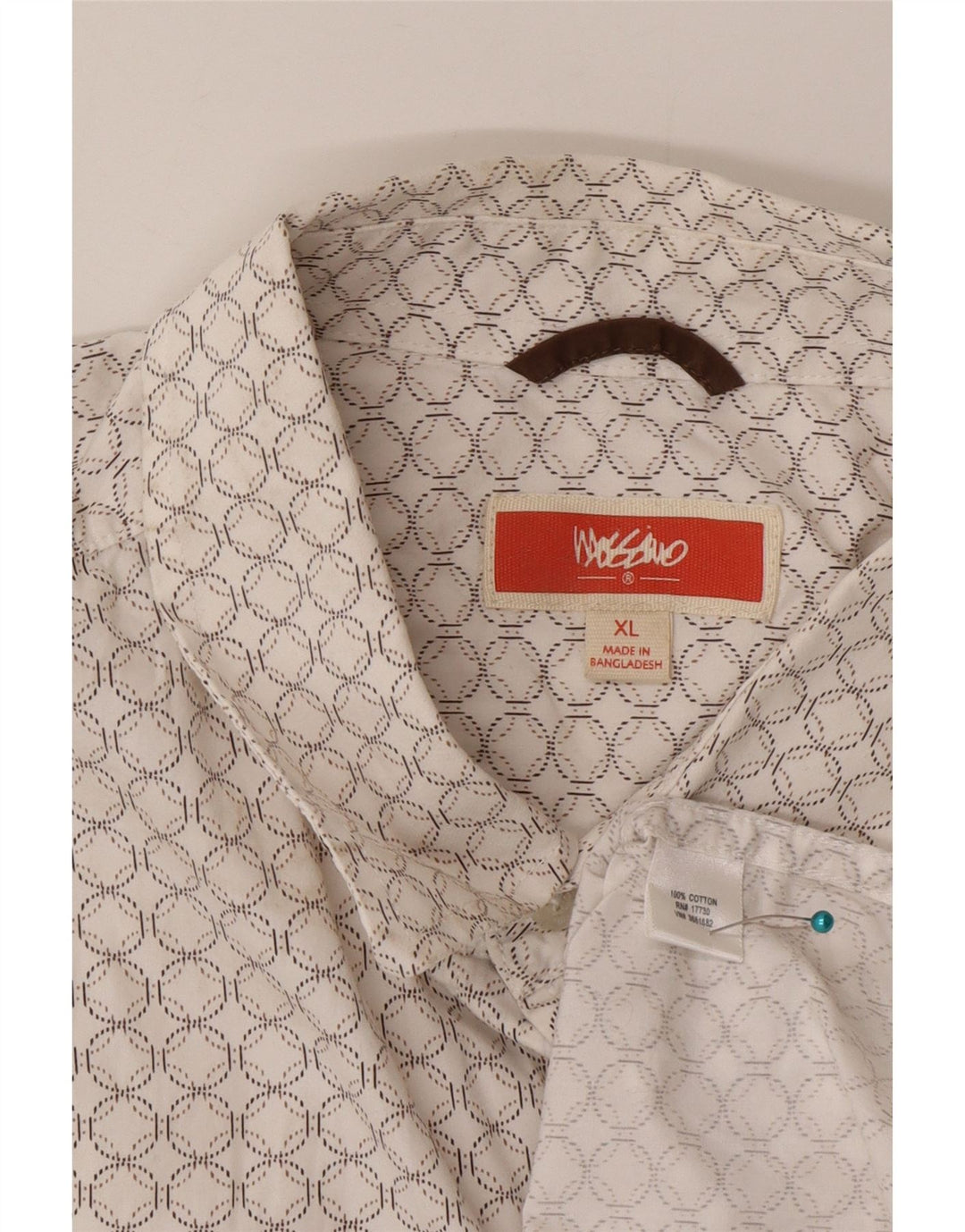 Cămașă cu mânecă scurtă pentru bărbați Mossimo, bumbac geometric alb XL
