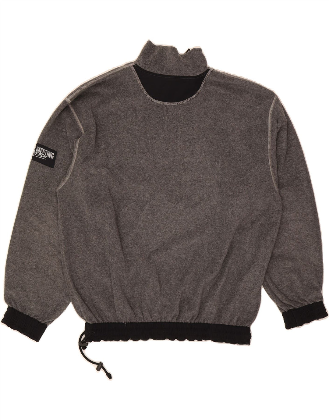 MEETING Mens Zip Neck Fleece Jumper XL Grey Polyester Vintage Meeting and Second-Hand Meeting from Messina Hembry 