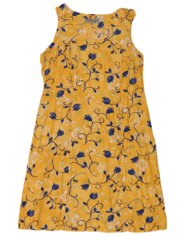 Rochie de bază fără mâneci vintage pentru femei EU 40 Medium Galben Floral
