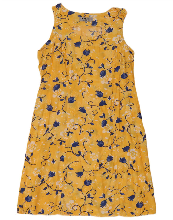 Rochie de bază fără mâneci vintage pentru femei EU 40 Medium Galben Floral