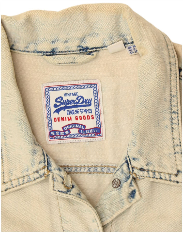 SUPERDRY Jachetă de blugi pentru femei UK 10 Small Beige Bumbac