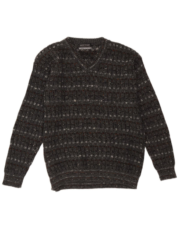 Pulover cu decolteu în V West Port pentru femei UK 18 XL, cu dungi gri