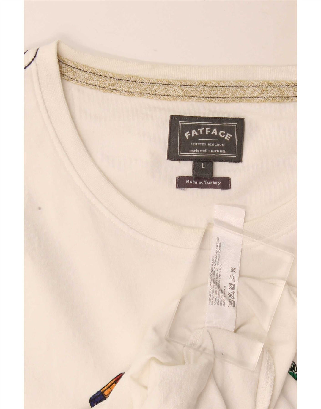 Tricou grafic pentru bărbați Fat Face Top mare din bumbac alb