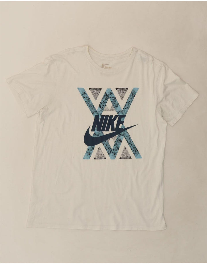 NIKE Mens Graphic T-Shirt Top Large White Vintage Nike and Second-Hand Nike from Messina Hembry 