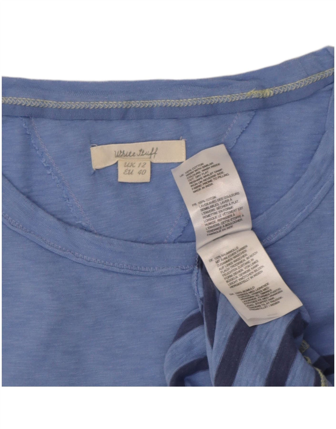 White Stuff Tricou pentru femei Top UK 12 Medium Blue Striped Bumbac