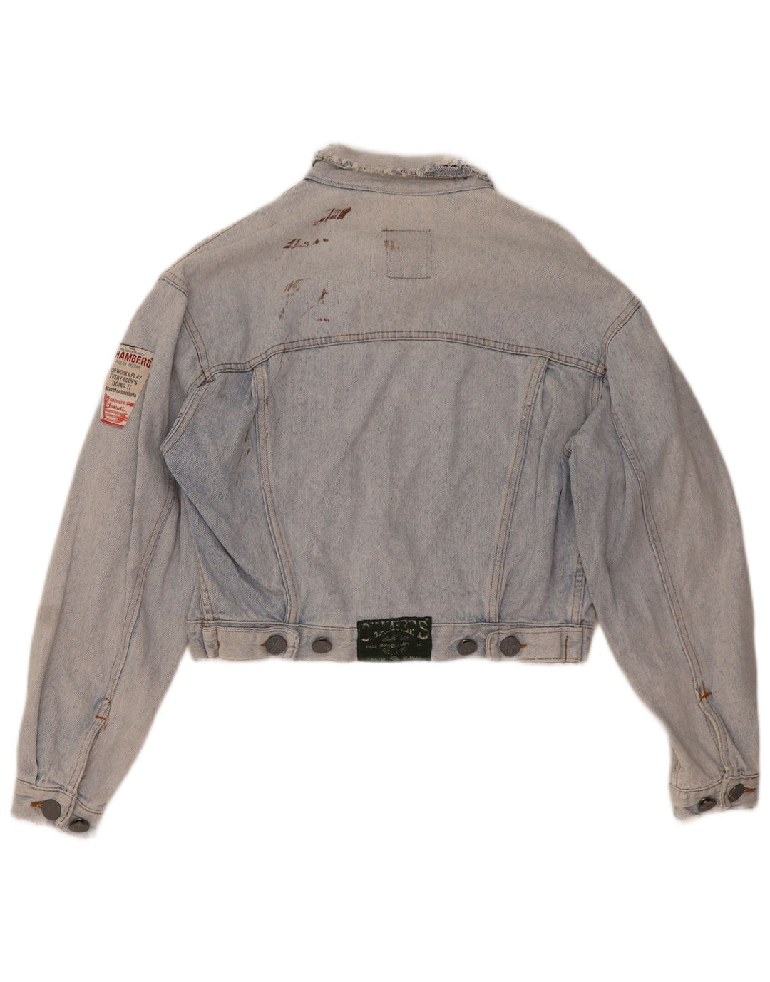 CHAMBERS Jachetă de denim crop pentru femei UK 16 Large Blue