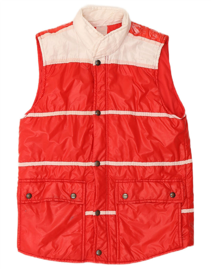 Gilet căptușit pentru bărbați vintage UK 36, roșu mic, poliamidă color bloc