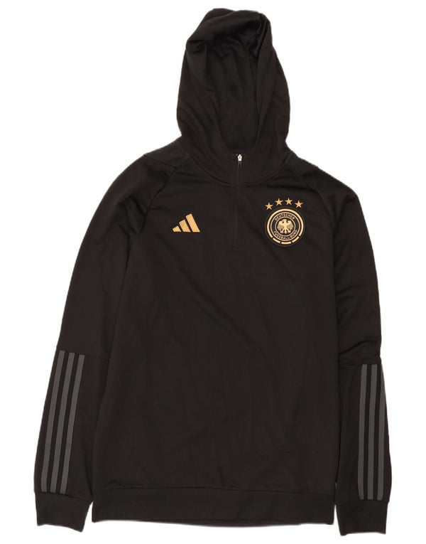 Adidas pentru bărbați Deutscher Fussball Bund Zip Neck Hoodie Pulover Medium Negru