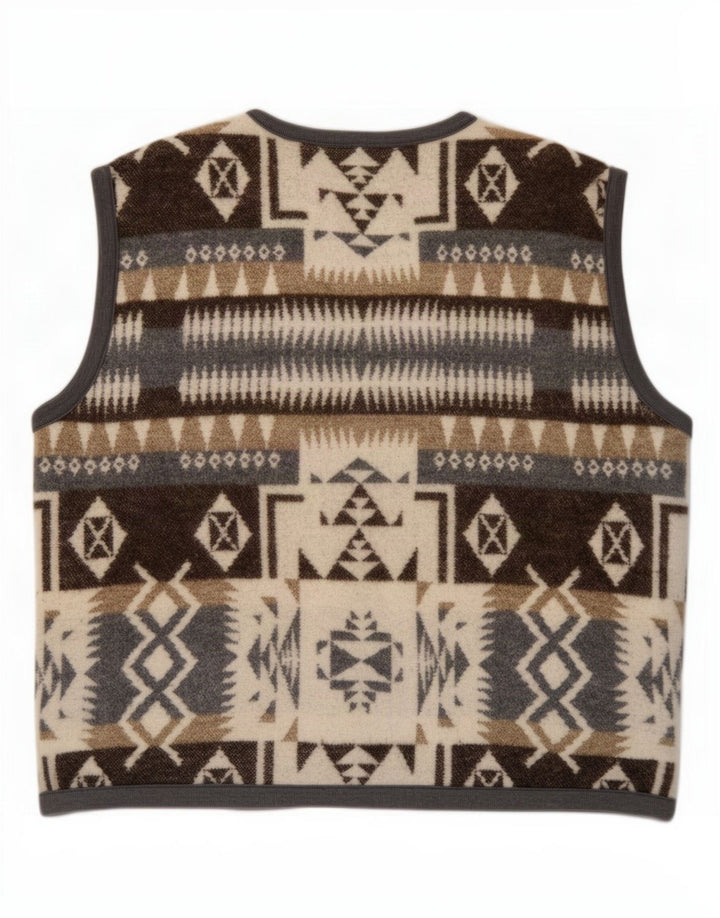 Vestă Vintage pentru bărbați 2XL Lână Geometrică Maro