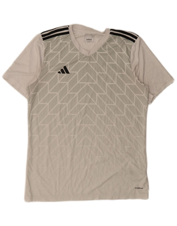 Adidas Mens Aeroready Slim Fit T-Shirt Top Large White Geometric Polyester