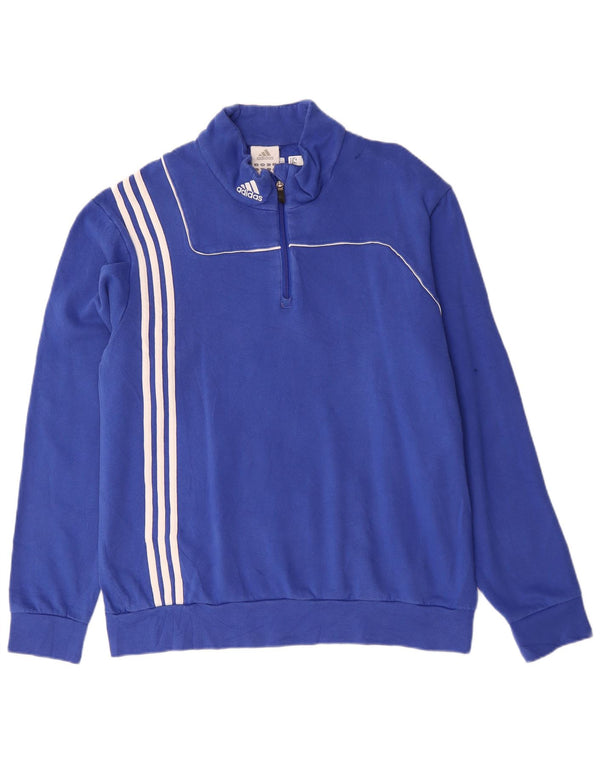 Pulover ADIDAS pentru bărbați, cu fermoar și gât, UK 48/50 XL Albastru