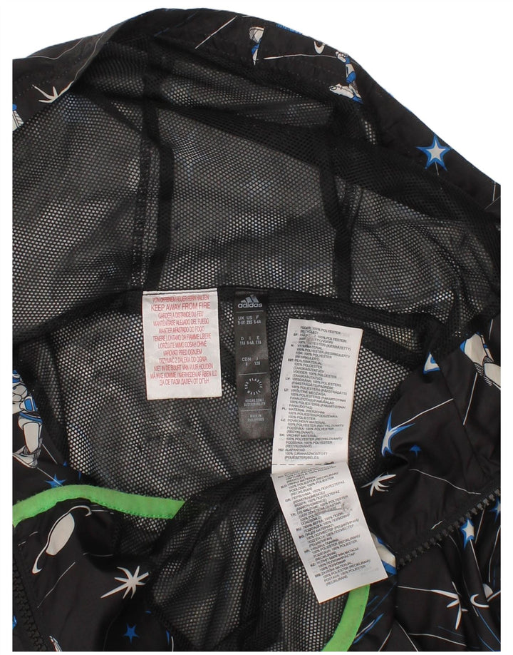 Jachetă de ploaie cu glugă Adidas băieți 5-6 ani poliester geometric negru