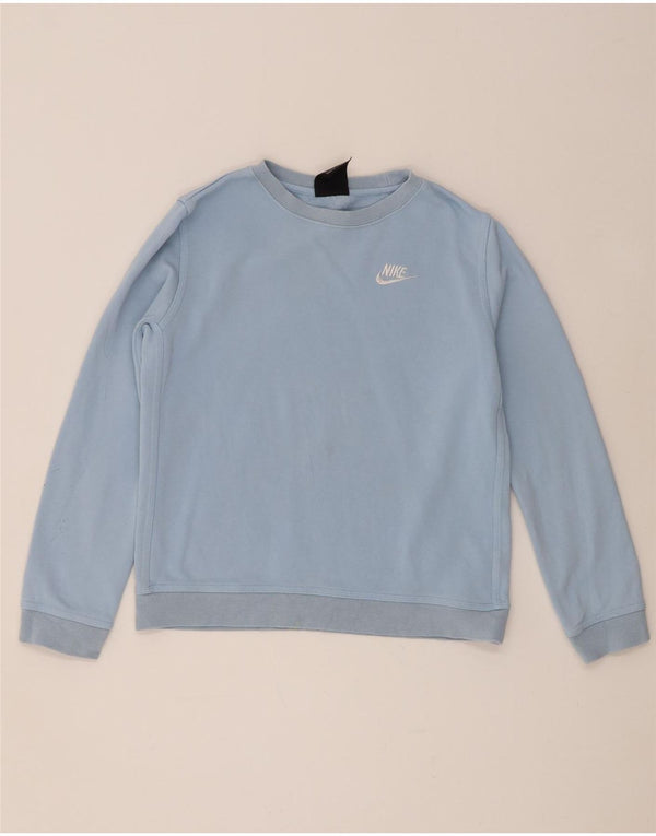 Nike Boys Standard Fit Sweatshirt Jumper 12-13 Years Large Blue Cotton
