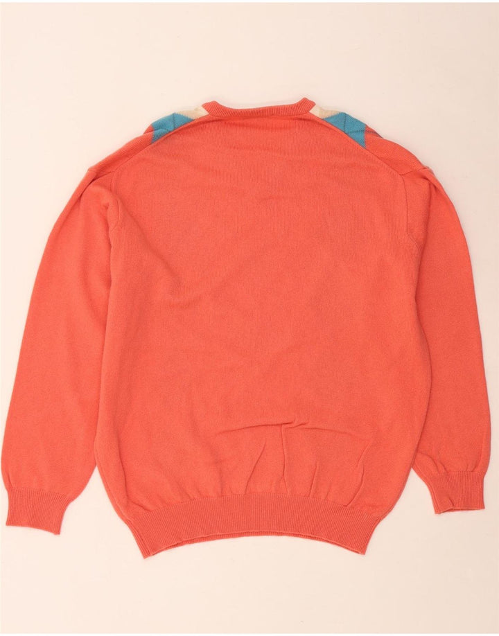 LYLE & SCOTT Pulover cu decolteu în V pentru bărbați XL portocaliu Argyle/Diamond