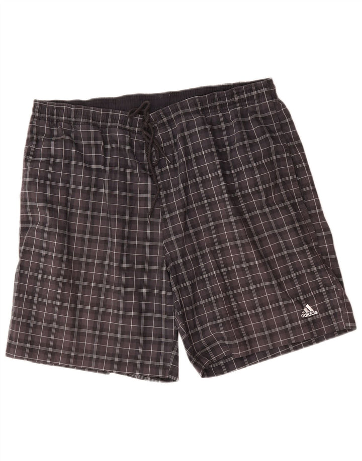 Pantaloni scurți sport pentru bărbați Adidas XL, poliester negru cu carouri