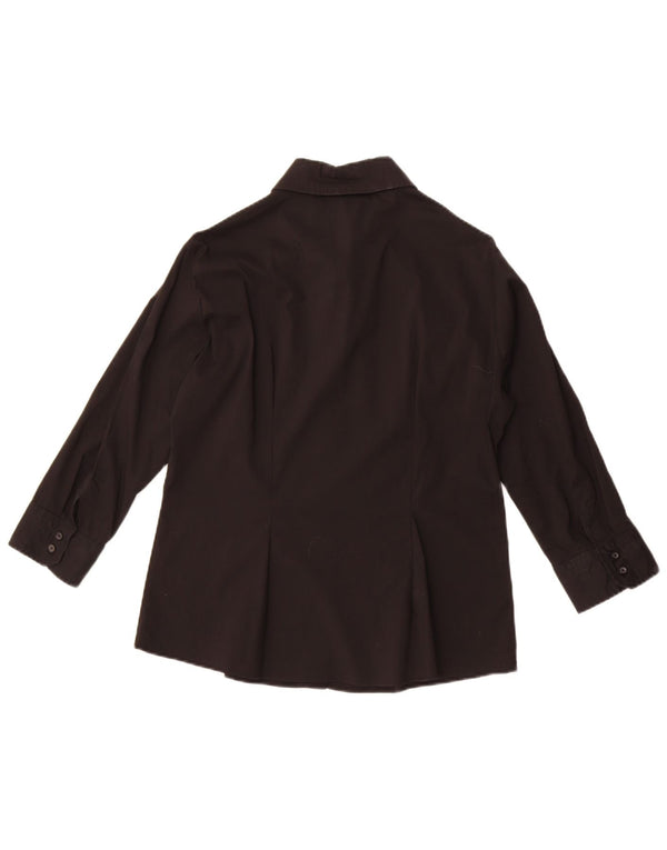 Bluză cămașă pentru femei Zara cu mâneci 3/4 UK 18 XL bumbac negru