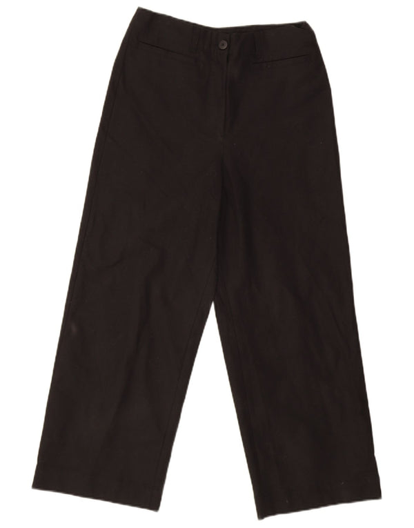 Whistles Pantaloni tăiați pentru femei cu talie înaltă și picioare largi L26 L25 bumbac negru