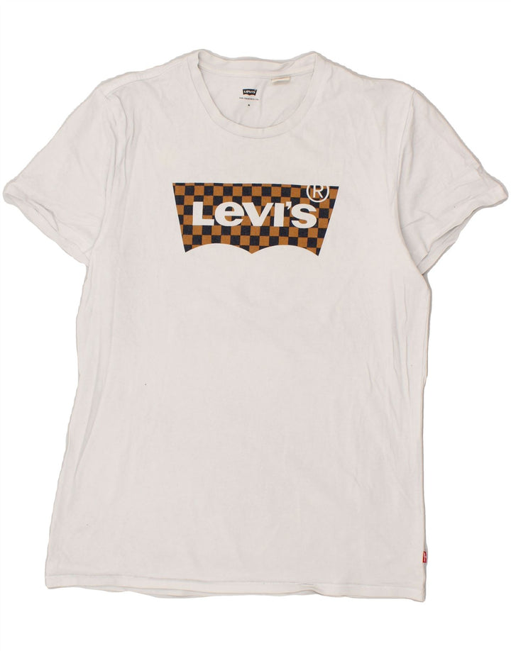 LEVI'S Mens Graphic T-Shirt Top Medium White Vintage Levi's and Second-Hand Levi's from Messina Hembry 