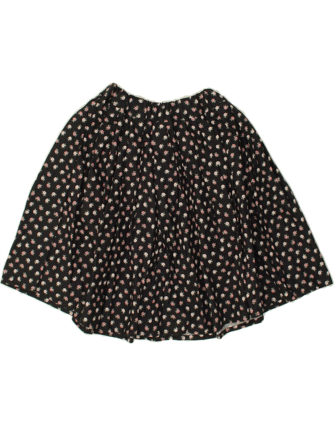 VINTAGE Womens A-Line Skirt W27 Small Black Floral Vintage Vintage and Second-Hand Vintage from Messina Hembry 