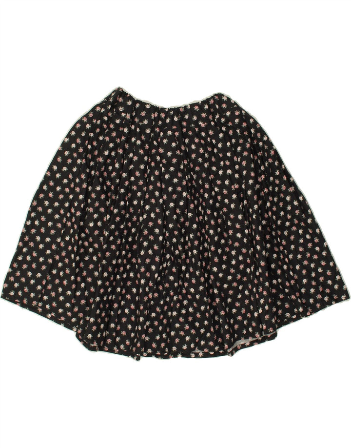 VINTAGE Womens A-Line Skirt W27 Small Black Floral Vintage Vintage and Second-Hand Vintage from Messina Hembry 