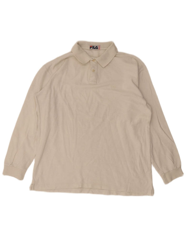 Tricou polo cu mânecă lungă pentru bărbați Fila US 42 Large White