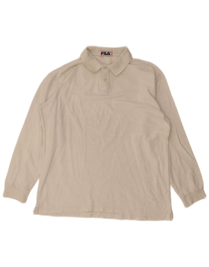 Tricou polo cu mânecă lungă pentru bărbați Fila US 42 Large White