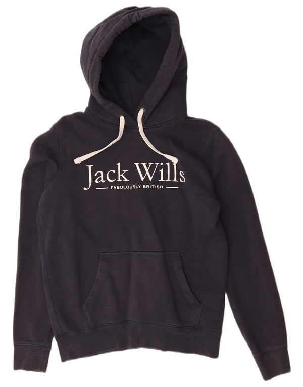 Jack Wills Pulover cu capota cu grafic pentru femei UK 10 Small Bleumarin