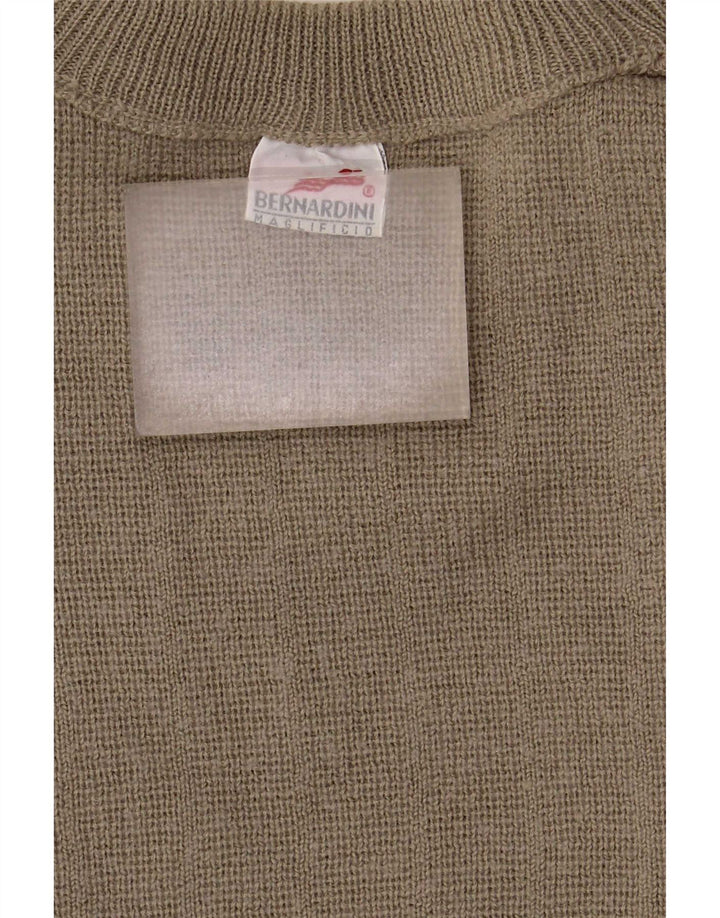 Pulover Bernardini pentru bărbați, cu gât crew, XL, kaki, lână geometrică