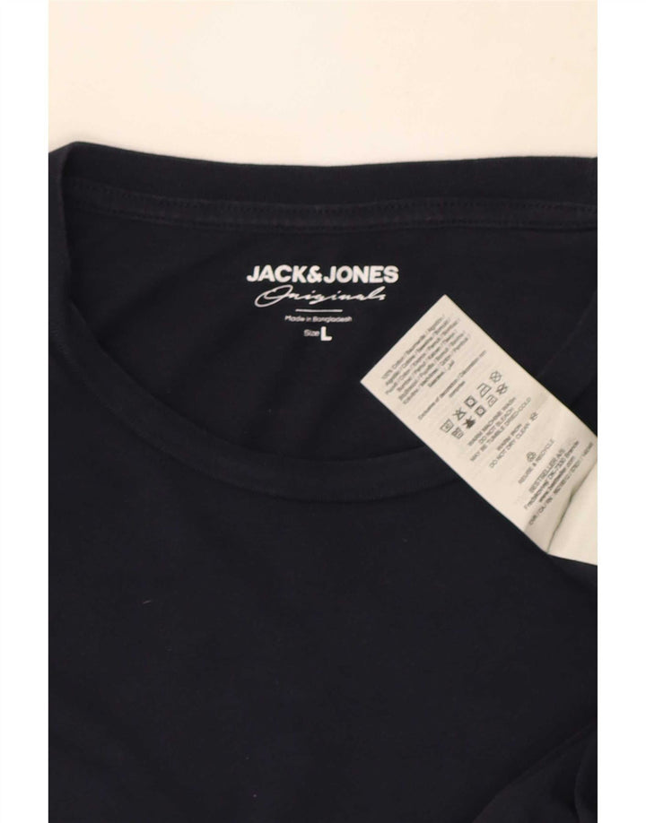 Jack & Jones Top pentru bărbați cu mânecă lungă mare, albastru bleumarin, bumbac
