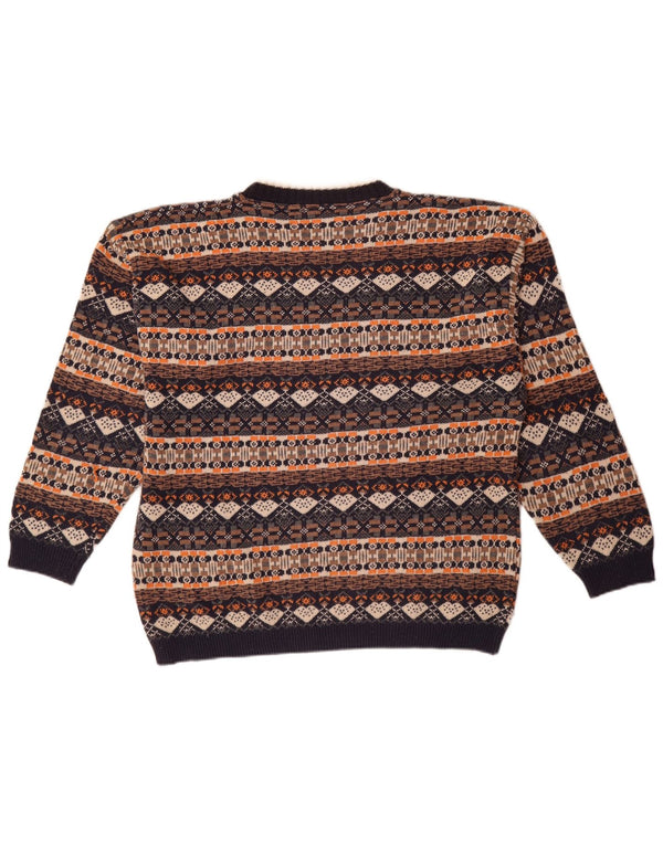 Pulover vintage pentru bărbați cu gâtul turnat XL, multicolor, bumbac Fair Isle