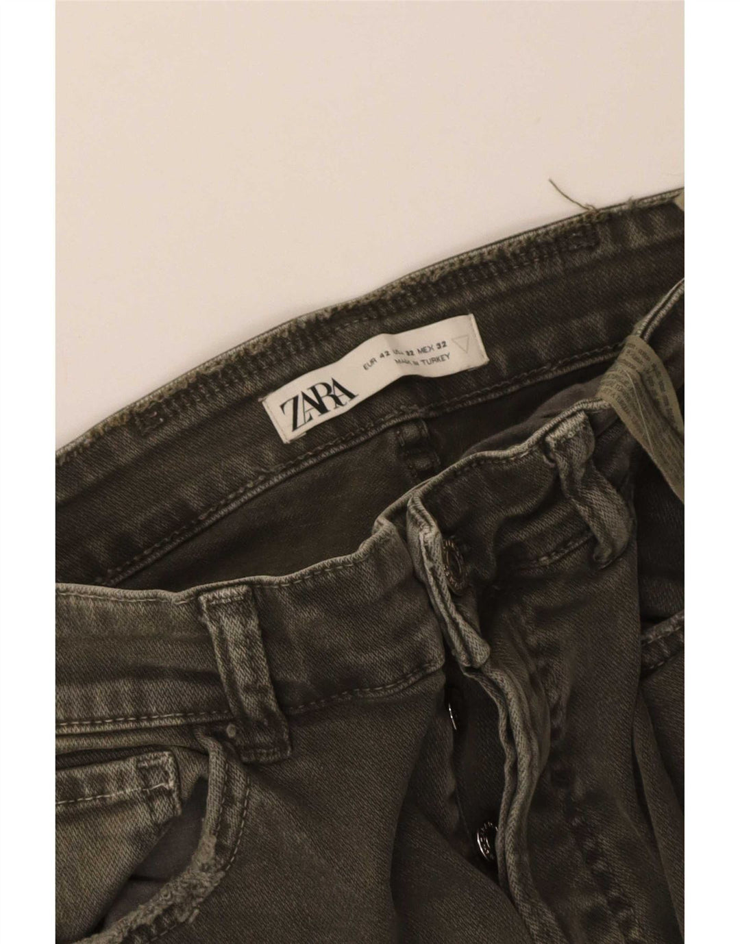 Blugi pentru bărbați slim învechiți Zara EU 42 Medium L32 L27 Kaki Bumbac