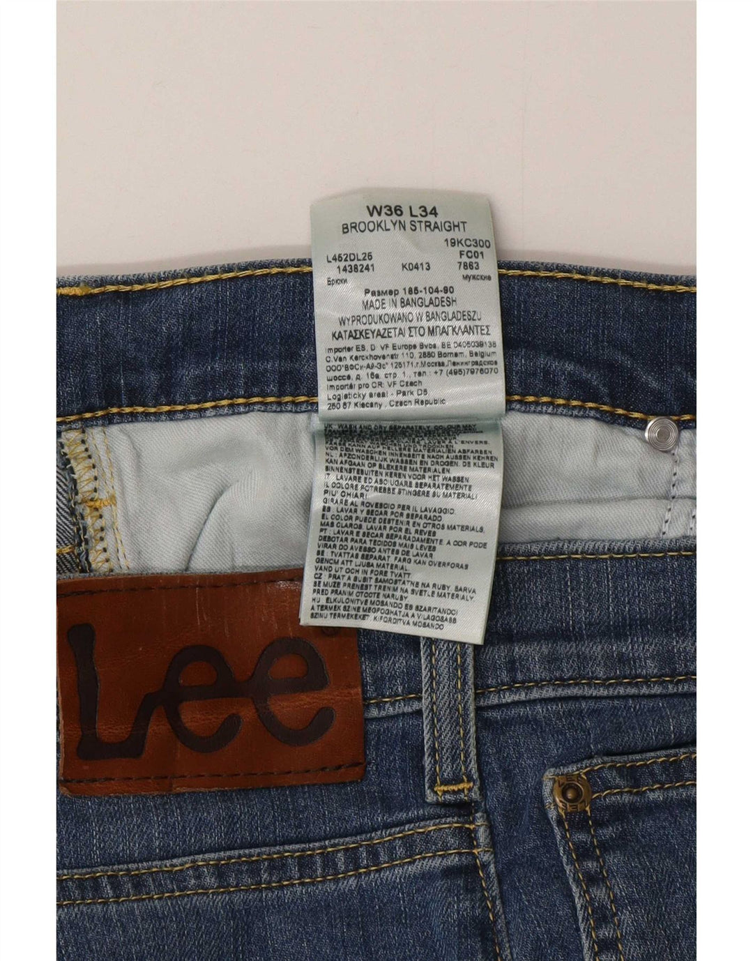 Blugi Lee Brooklyn Straight pentru bărbați W36 L32 Bumbac albastru