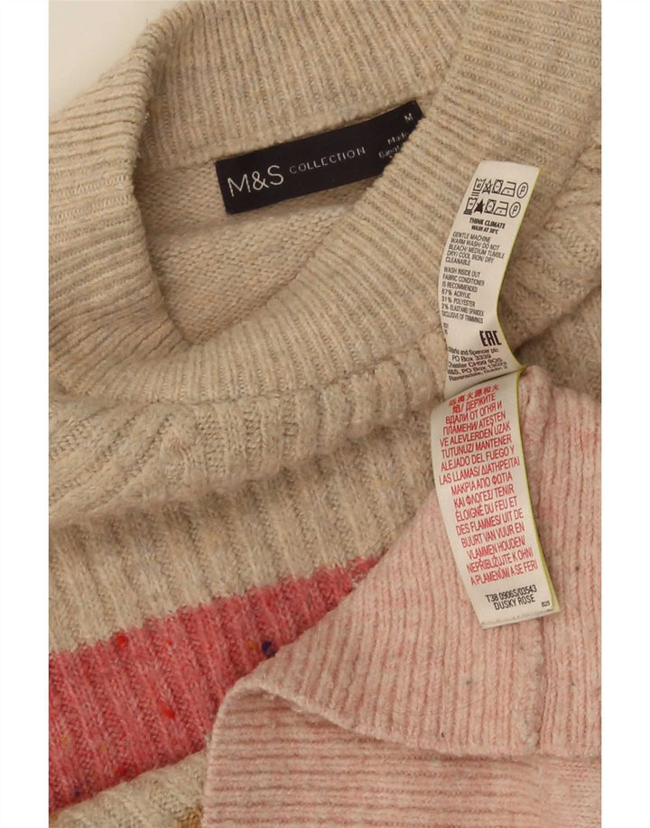 Pulover pentru femei Marks & Spencer cu decolteu triplu UK 16 Roz mediu cu dungi