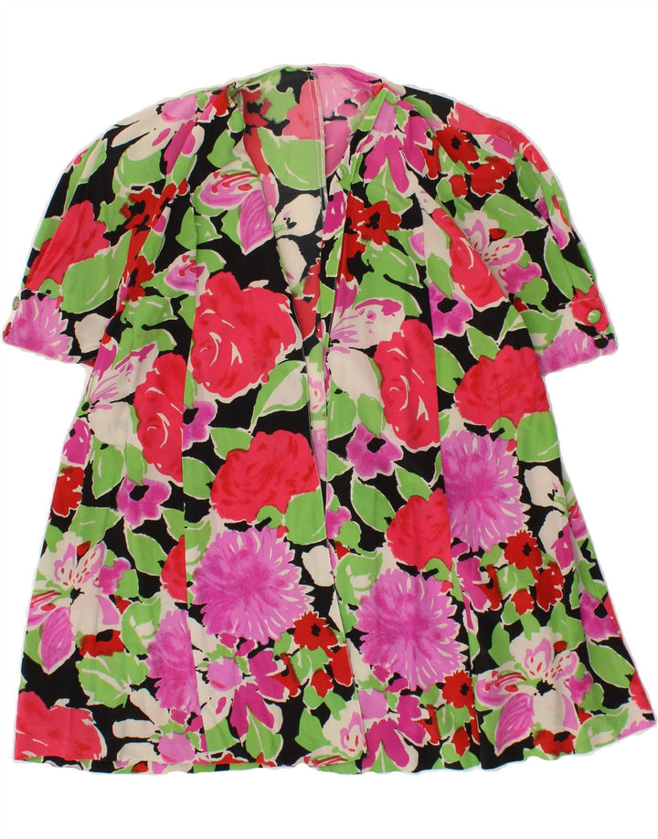 VINTAGE Womens Cardigan Top EU 42 Large Multicoloured Floral Silk Vintage Vintage and Second-Hand Vintage from Messina Hembry 