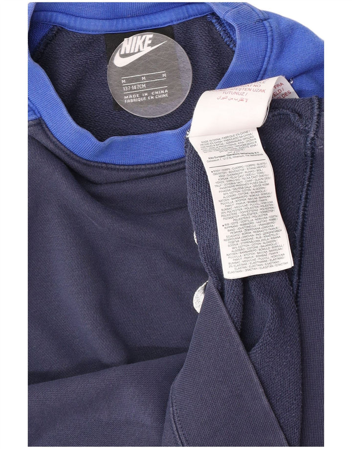 Pulover cu grafic Nike pentru băieți 10-11 ani, albastru mediu, color block