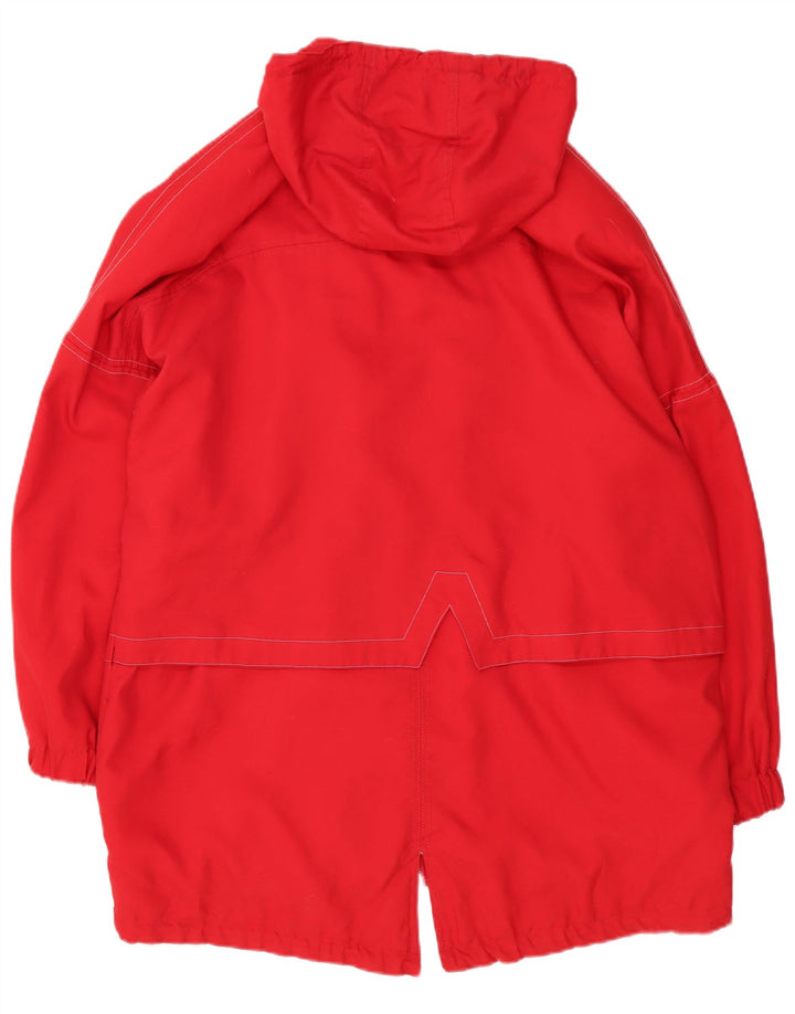 Jachetă parka supradimensionată cu glugă vintage pentru femei UK 10 Poliester roșu mic