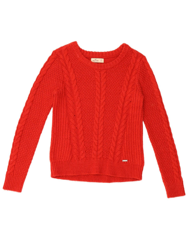 Pulover Hollister pentru femei cu gât de barcă, UK 6 XS, roșu acrilic