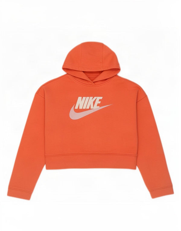 Pulover Nike pentru fete Crop Graphic, 10-11 ani, bumbac portocaliu mediu