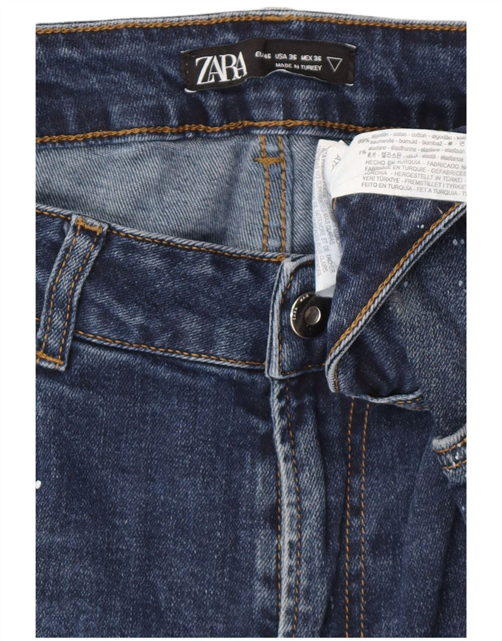 Blugi skinny învechiți pentru bărbați ZARA EU 46 XL W36 L30 Bumbac cu pete albastre