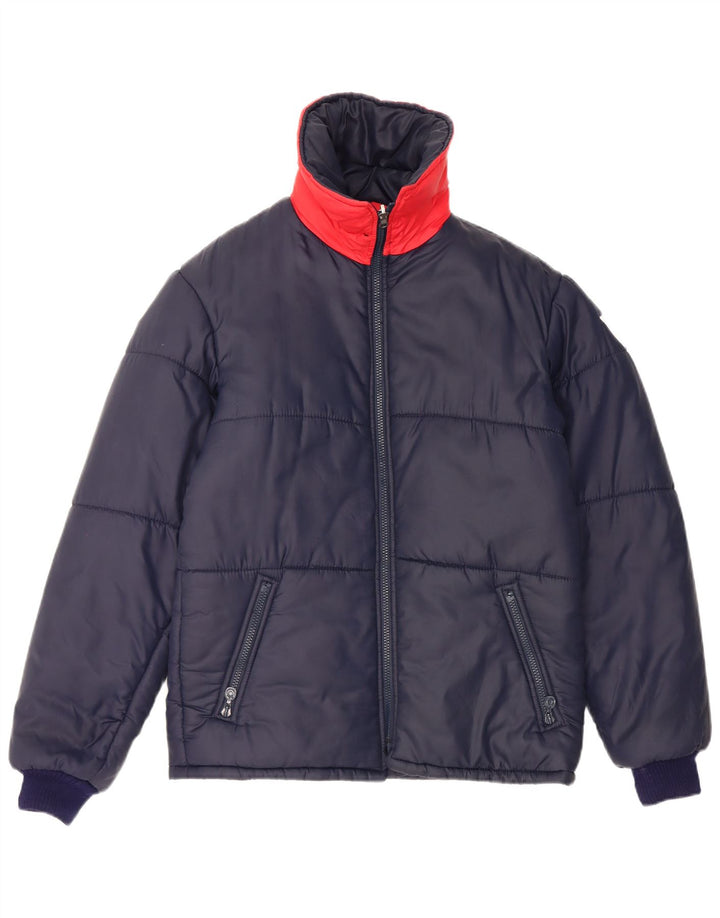 Jachetă căptușită reversibilă vintage pentru bărbați UK 38 Medium Bleumarin Colorblock