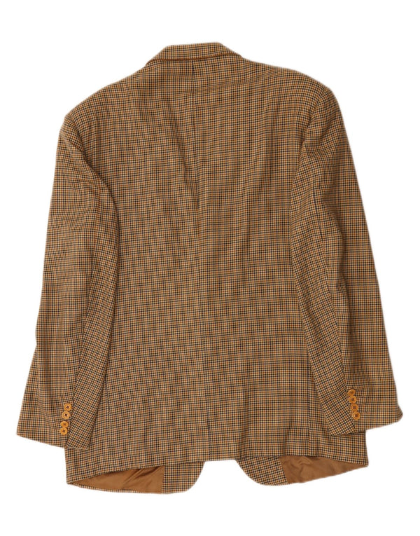 Jachetă vintage pentru bărbați cu 2 nasturi IT 54 2XL maro din lână virgină cu picior de găină